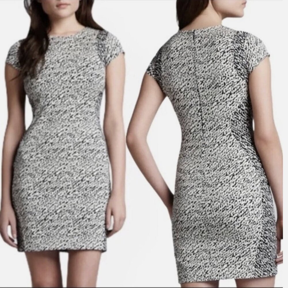 Diane Von Furstenberg DVF PELE Snake Wave Jacquard White & Black Sheath Dress 2